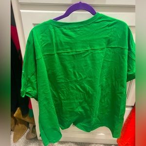 June and jo green shirt with sequin crawfish! NWOT size small oversized!